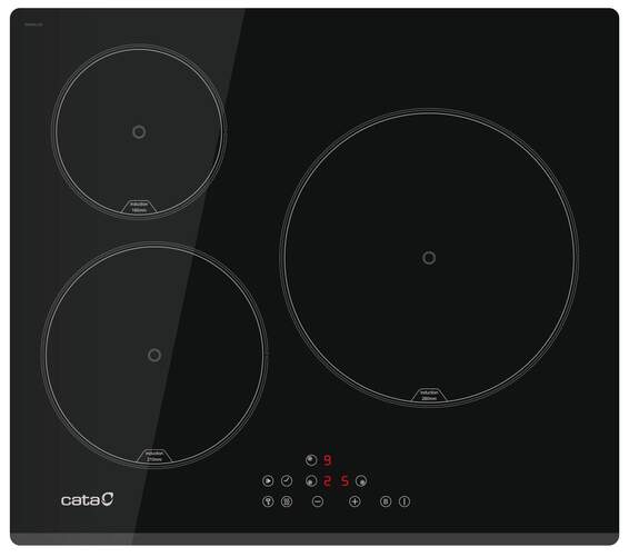 Placa Inducci&oacute;n Cata IB6303BKE2 08063120 - 3 Zonas, 7100 W, 9 Potencias, Negro
