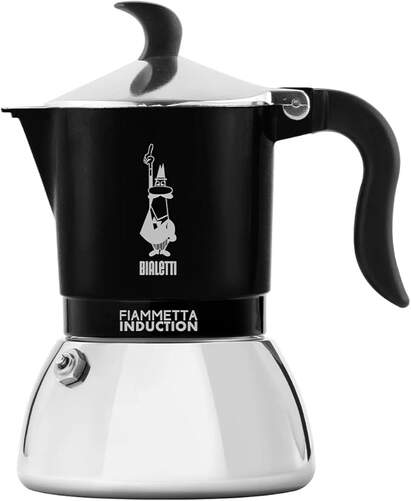 Cafetera Italiana Bialetti Fiammetta Induction - 4 Tazas, Inducción, Inox, Negro