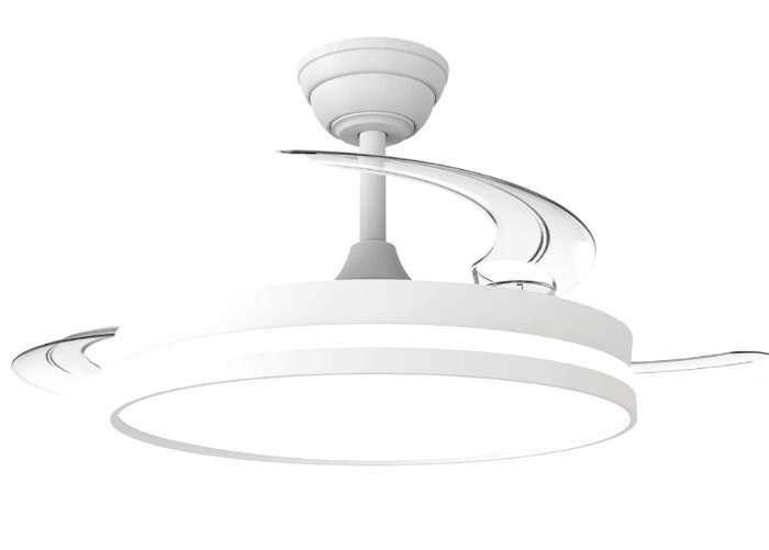 Ventilador Techo Cristal Ferro Eco -28W , Retr&aacute;ctiles, 105cm, 7 velocidades,temporizador,Led, mando