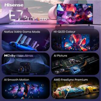 TV HISENSE 85%%%quot; 85E7S PRO UHD QLED SMART TV 144HZ