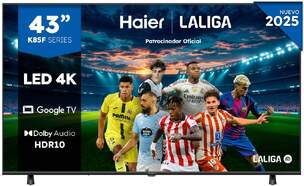 TV Haier 43" LED H43K85FUX - 4K Ultra HD, Google TV, Dolby Digital 20W, HDR10 y HLG