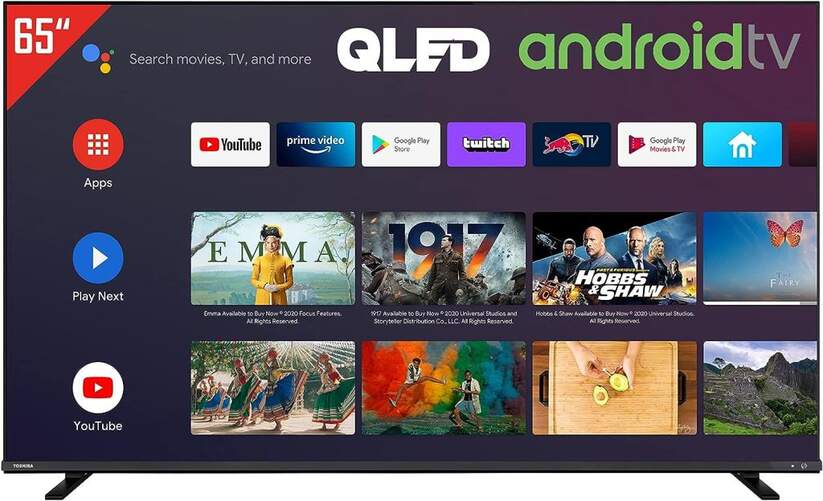 TV Qled Toshiba 65" 65QA4C63DG - 4K UHD, Android TV, Dolby Vision, HDR, Google Assistant, 3 HDMI