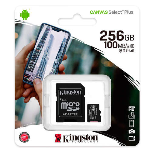 Tarjeta Memoria Micro SD Kingston SDCS2 256GB - UHS-I Clase 10 hasta 100MB/s, Adaptador