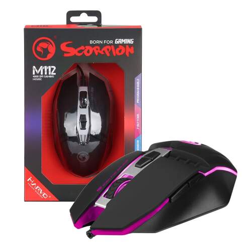 Rat&oacute;n Gaming Scorpion MA-M112 - 7 Botones, Chipset Marvo 8812, 4000dpi, Iluminaci&oacute;n LED RGB