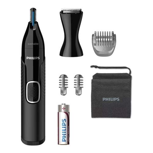 Recortadora Nariz Cejas Orejas Philips NT5650/16 - A pilas, Peines Guía, Funda, Lavable