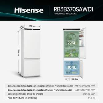 FRICOM. HISENSE RB3B370SAWD1 194x69 NF INT