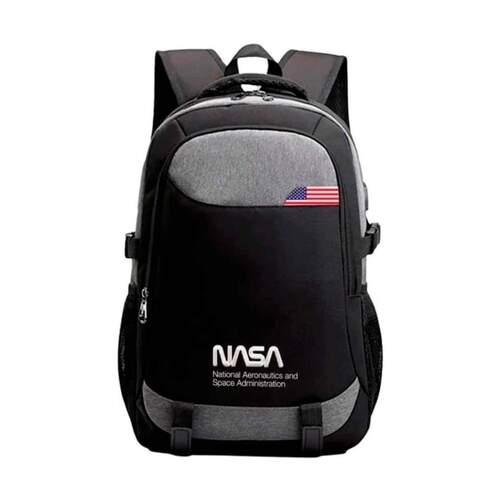 Mochila Nasa BAG02 - De viaje, Gris y negro, para portátiles hasta 15,6", asa de transporte