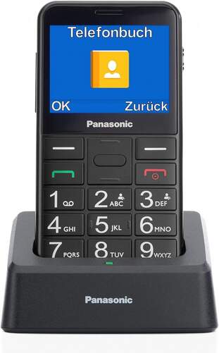Teléfono móvil senior Panasonic KXTU155EXBN Negro - Incluye base de carga