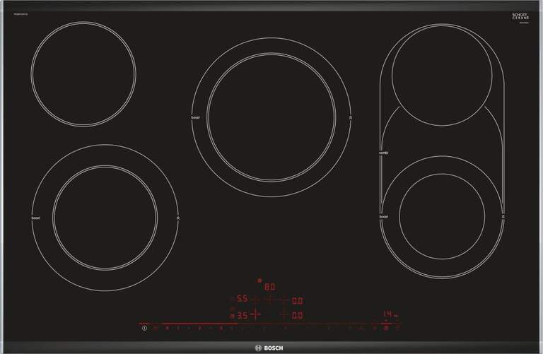 Placa Vitrocerámica Bosch PKM875DP1D - 80cm, 5 Zonas, 17 Potencias, Sprint, Memoria, Negra