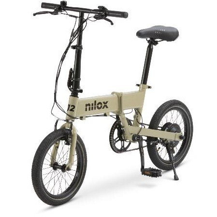 Bicicleta el&eacute;ctrica Nilox J2 - Ruedas 16", Freno en V, 30 km autonom&iacute;a, motor 250 W potencia, marr&oacute;n