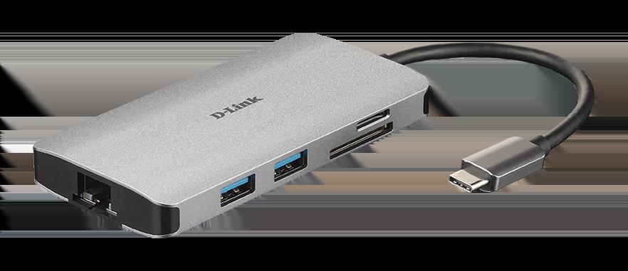 Hub USB D-Link DUB-M810 - 8 en 1, HDMI/Ethernet/Lector Tarjetas/Alimentación