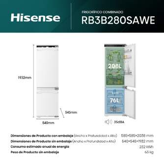 FRICOM. HISENSE RB3B280SAWE 194x54x55 NF INT