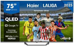 TV Haier 75" QLED H75S80FUX - 4K Ultra HD, Google TV, Peana central, 20W Dolby Atmos, HDR10+