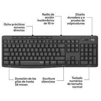TECLADO   RATON LOGITECH MK295 WIRELESS USB SILENT