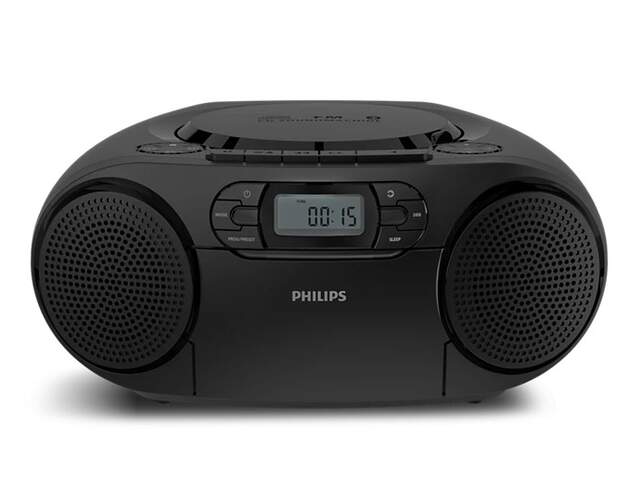 Radio/CD Philips TAZ2200B/10 Negro Cassette - Radio FM, DAB+, 3 W RMS, 2 altavoces de 6,4 mm