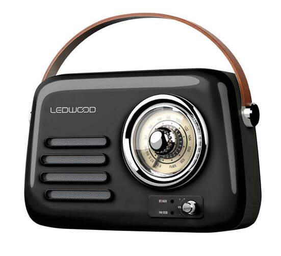 Radio Ledwood Alma Retro FM - 30 W, 1500 mAh, Antena Telescópica, Negro