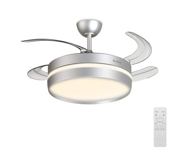 Ventilador techo Artica AVTECHR72S - Retr&aacute;ctil, 72W, LED, Mando, Temporizador, Silver