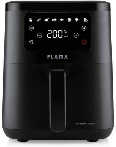 Freidora de aire Flama 643FL - 2000W, 6 litros, 8 programas, con temporizador, 200&ordm; m&aacute;x, negro