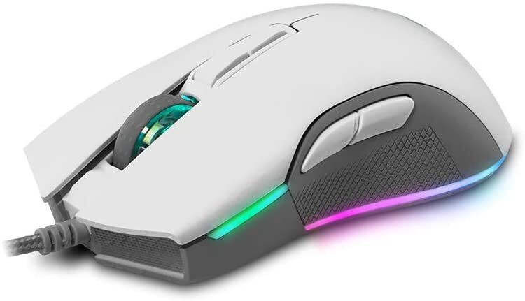 Ratón Gaming Newskill Eos Ivory - 16000dpi, Cable 1.8m, 250IPS, 50G, USB Oro, Luces RGB