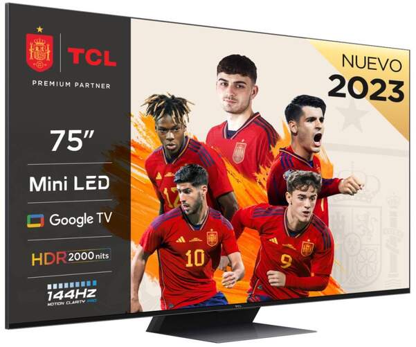 TV 75" MiniLED TCL 75C845 - QLED 4K 144Hz, HDR2000, Google TV, Dolby Vision/Atmos 60W, Gaming