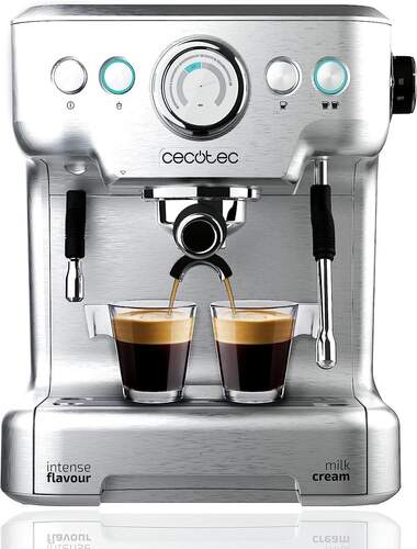 Cafetera Cecotec Power Espresso 20 Barista Pro - 20 Bar, Manómetro, Vaporizador, Calientatazas