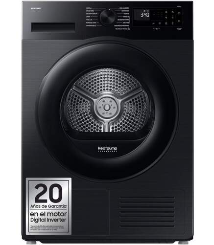 Secadora Bomba Calor Samsung DV90DG52A0ABEC - 9 kg, Clase C, 14 Programas, Display, Negro