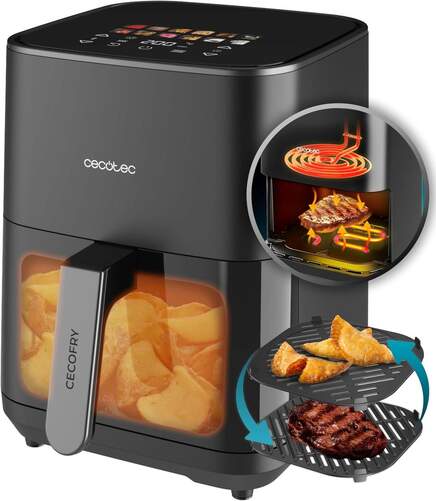 Freidora Aire Cecotec Duoheat 4000 100499 - 4 L, Ventana, 1900 W, 12 Programas, Negro