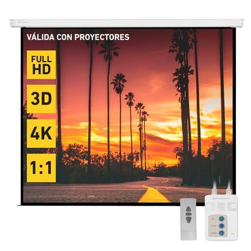 Pantalla Proyector Phoenix ELEC200 - 112", sistema el&eacute;ctrico, 200x200 cm, Blanco