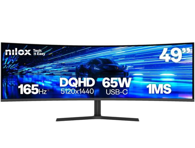 Monitor Curvo Nilox 49" NXM49CRVDC2 - Dual DQHD 165 Hz, 1ms respuesta, reducci&oacute;n luz azul