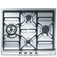 Placa de gas Smeg SET60SGH3 - 4 fuegos, 60 cm ancho, Gas natural, acero inoxidable
