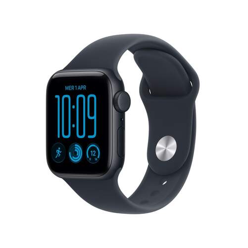 Apple Watch SE 3 Midnight - 1,57" OLED, GPS+Cellular, Bluetooth 5.3, 18 h aut., correa goma M/L
