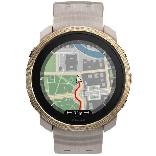 Smartwatch Polar Vintage M3 - 1,27", Talla S-L, correa gris y esfera dorada, Bluetooth, Mapas