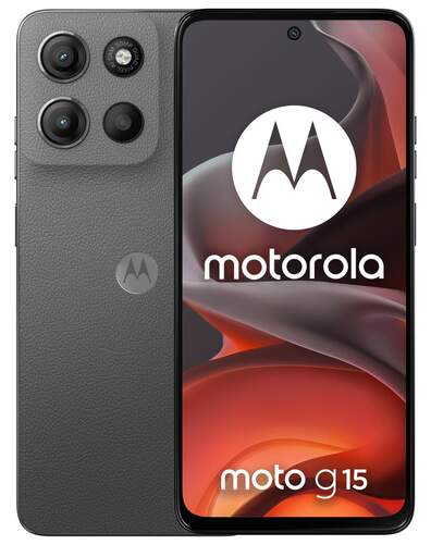 Motorola G15 8/512 GB Negro - 6,72", Android 15, 50 MP, 5200 mAh, cuero vegano repelente al agua