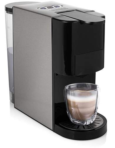 Cafetera Cápsulas Princess 249450 - 1450W, Nespresso y Dolce Gusto, 19 Bares, 0.8L, Gris