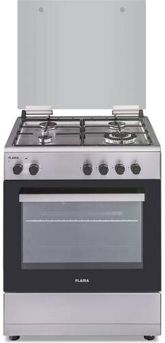 Cocina Mixta Flama 8253FL - 4 Fuegos a Gas Butano, 60x60cm, Horno Eléctrico, Acero Inox, Tapa