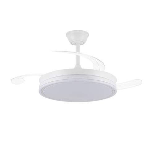Ventilador Techo CristalRecord Evo - 72 W, Retráctiles, Temporizador, Led, App, Mando, Blanco