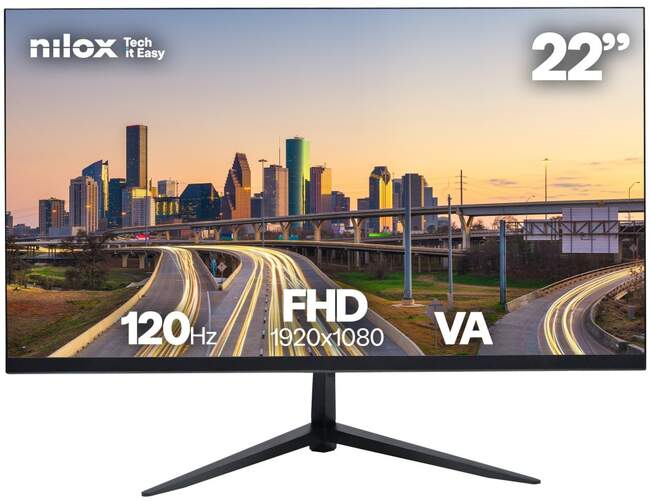 Monitor Nilox 22" NXM22FHD1203 - Full HD, 120 Hz, tiempo respuesta 1 ms, pantalla VA, VESA 75x75