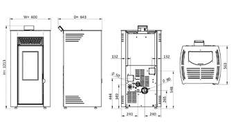 ESTUFA A PELLET RED POD FIRST 12KW BLACK (CANALIZA