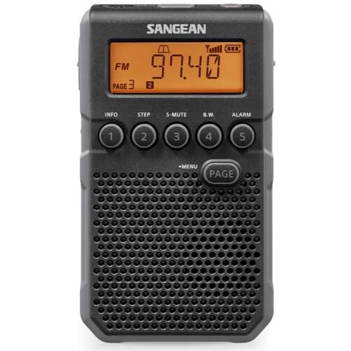 Radio bolsillo Sangean DT-800 negro - Radio FM/AM, 40 estaciones, bateria recargable, pantalla LCD