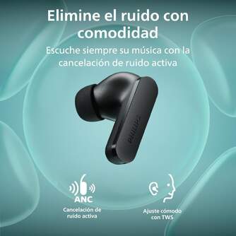 AURICULARES PHILIPS TAT2200BK/00 TWS ANC 36H NEGRO