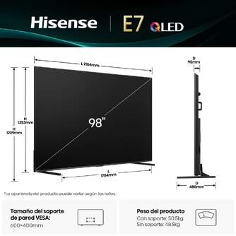 TV HISENSE 98%%%quot; 98E7Q UHD QLED SMART TV DOLBYATMOS