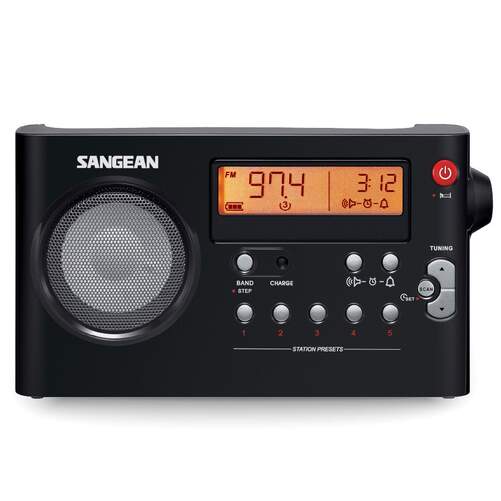 Radio portatil Sangean PR-D7 Negro - FM/AM, reloj, alarma, pilas recargables y adaptador