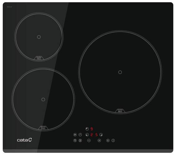 Placa Inducci&oacute;n Cata IB6303BKE2 08063120 - 3 Zonas, 7100 W, 9 Potencias, Negro