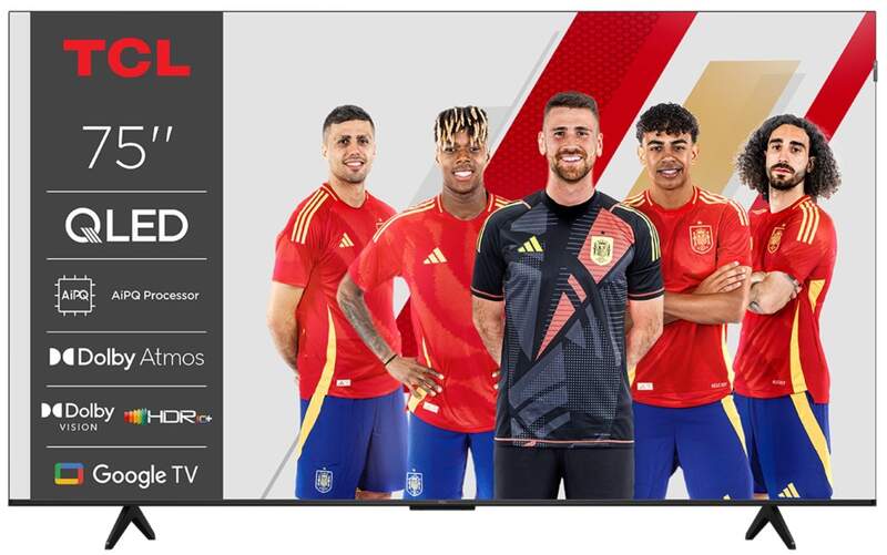 TV TCL 75" QLED 75P7K - 4K Ultra HD, Google TV, Dolby Atmos y Dolby Audio 20W, HDR10+