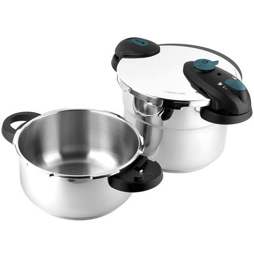 Olla a Presión Rápida Fagor Future - 6+4 litros, Inox, Negro