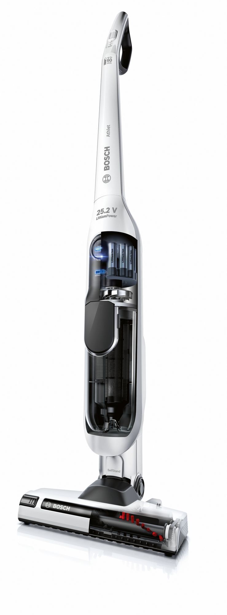 Aspiradora Escoba Bosch bbh625w60 3 niveles 0.9l blanco sin cable 25.2v athlet 2400w de 60min bbh625w6 25.2 60 900