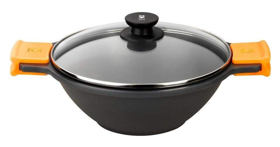 Sartén BRA Efficient Wok 28 - Diámetro 28 cm, color negro y naranja