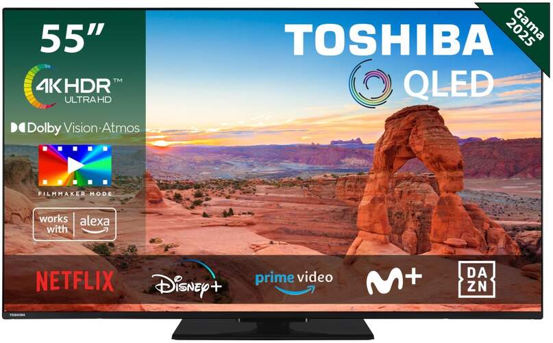 TV Toshiba " 55QV3F63DG - 4K Ultra HD, QLED, Smart TV VIDAA, Escalador 4K, 20 W