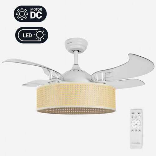 Ventilador de techo UniversalBlue JALOQUEWR - 104 cm de diámetro, Motor DC, Luz LED