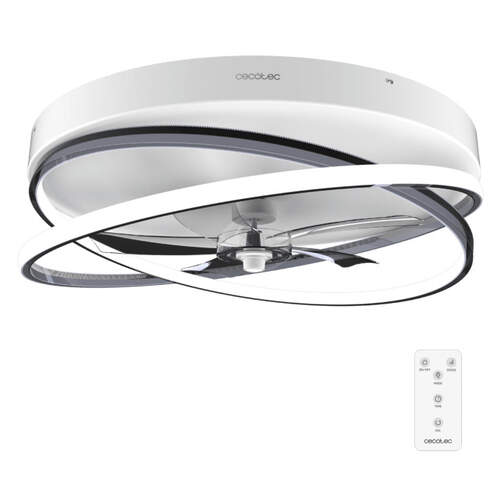 Ventilador Techo Cecotec 600 8645 - Luz 15 W, Temporizador, 3 Velocidades, Blanco